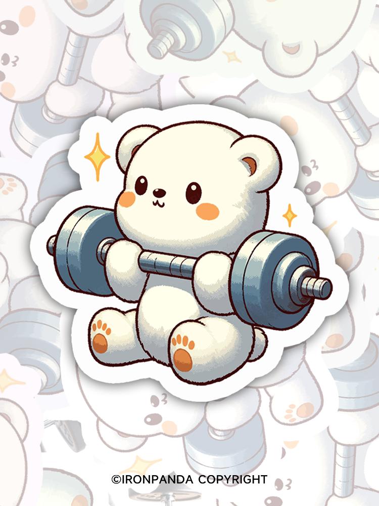 IronPanda weightlifting toy bear Sticker