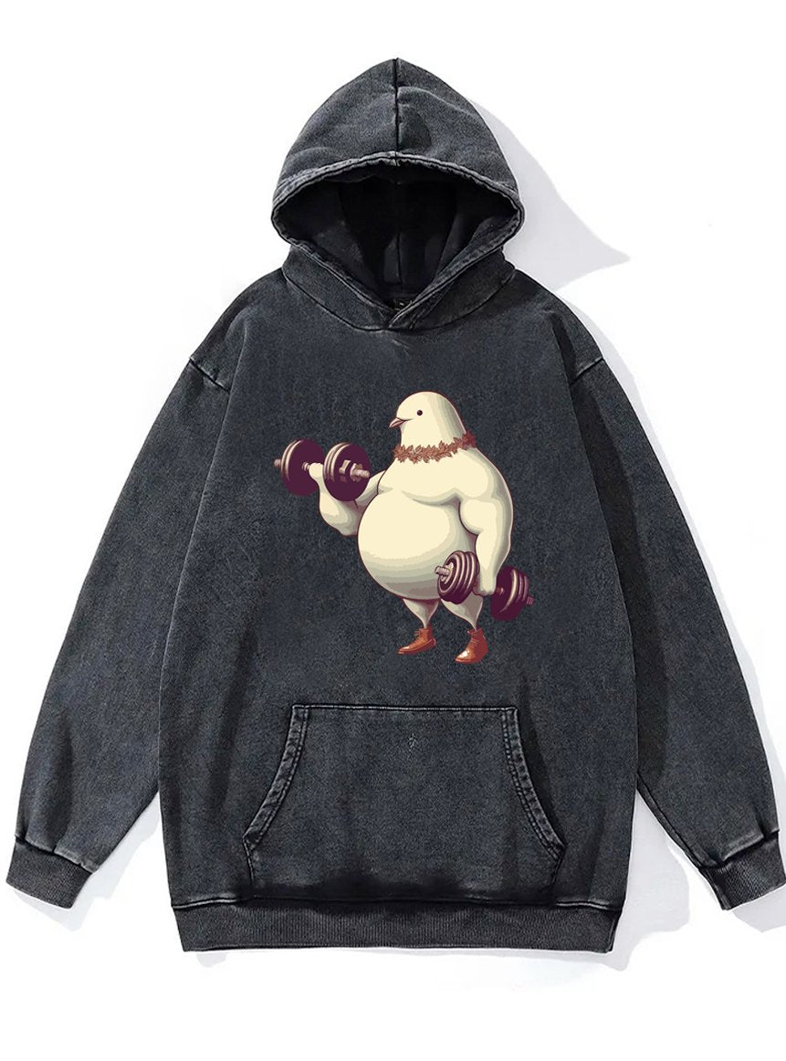 FAT PIGEON LIFT DUMBBELLS Washed Gym Hoodie