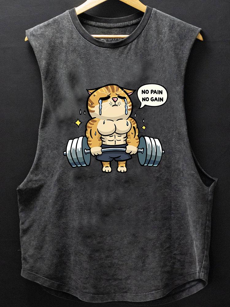 NO PAIN NO GAIN CAT BOTTOM COTTON TANK