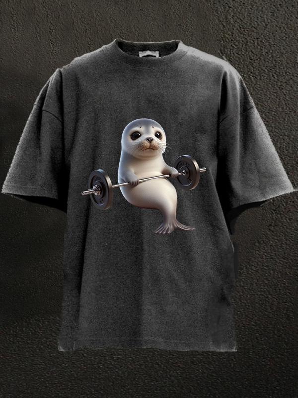 seal bench press Washed Gym Shirt