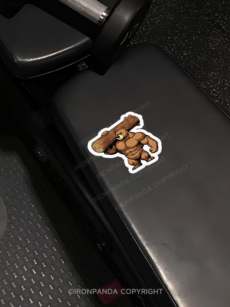 IronPanda bear weightlifting Sticker