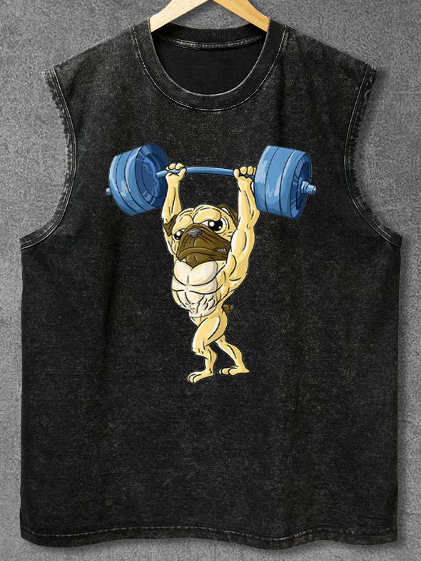 Pug Weightlifting Washed Gym Tank