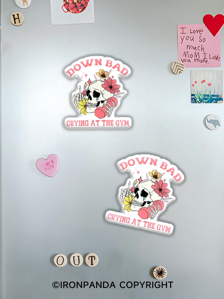 IronPanda DOWN BAD CRYING AT THE GYM Fridge Magnet