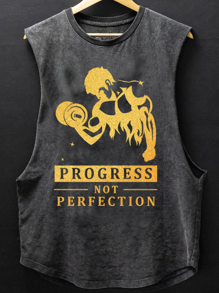 progress not perfection SCOOP BOTTOM COTTON TANK
