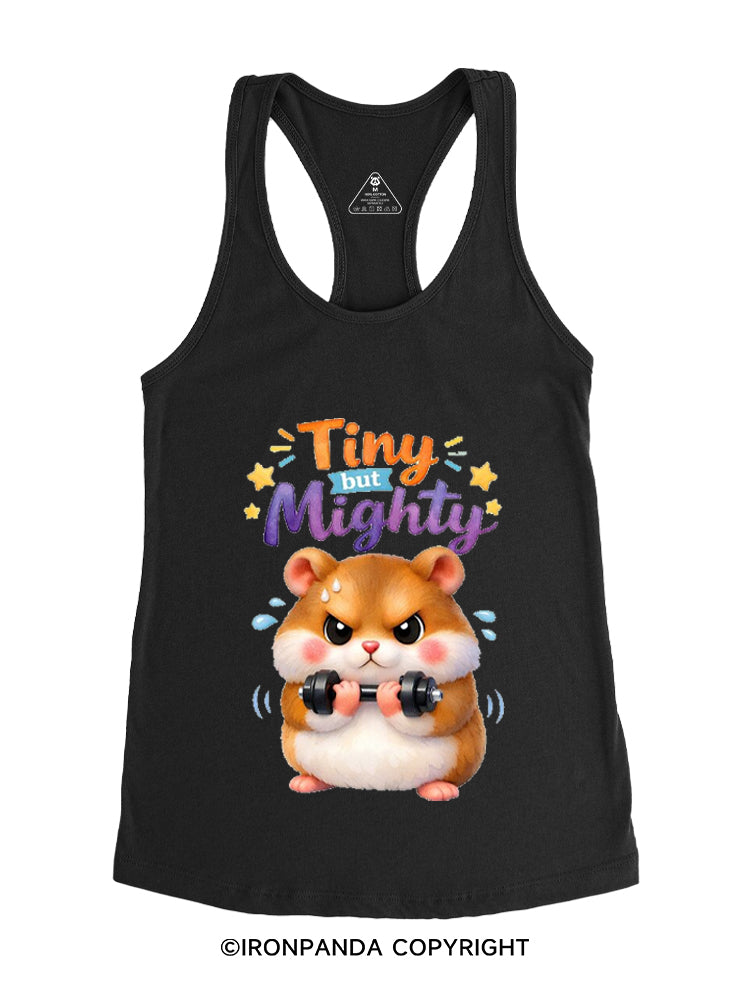 TINY BUT MIGHTY STRONG HAMSTER Gym Racerback Tank