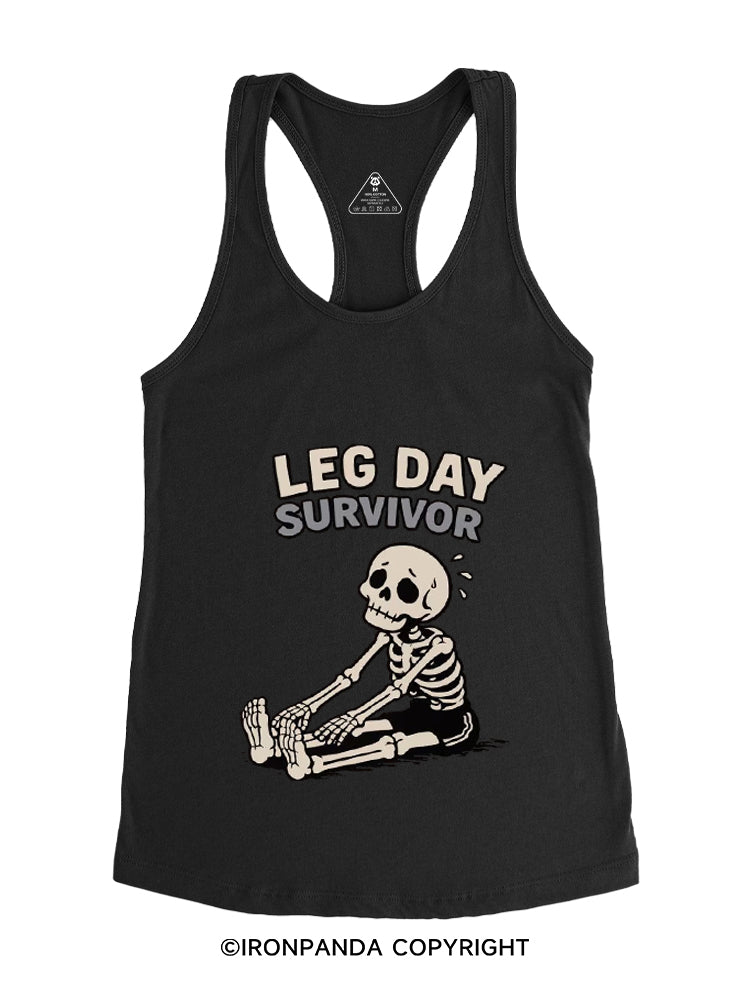 LEG DAY SURVIVOR SKELETON Gym Racerback Tank