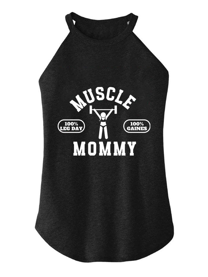 MUSCLE MOMMY LEG DAY WEIGHTLIFTING TRI ROCKER COTTON TANK