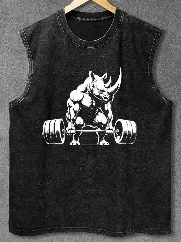 weightlifting rhino Washed Gym Tank