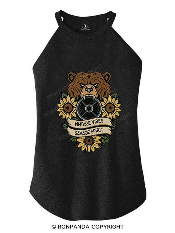 VINTAGE VIBES SAVAGE SPIRIT TRI ROCKER COTTON TANK