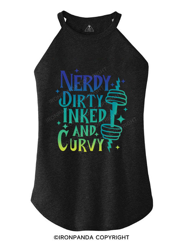 NERDY DIRTY INKED AND CURVY TRI ROCKER COTTON TANK