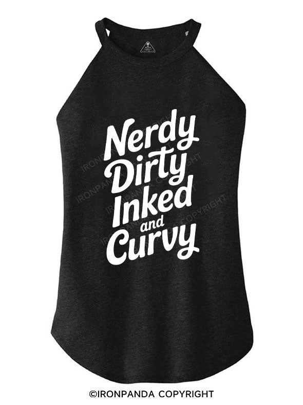 NERDY DIRTY INKED AND CURVY TRI ROCKER COTTON TANK