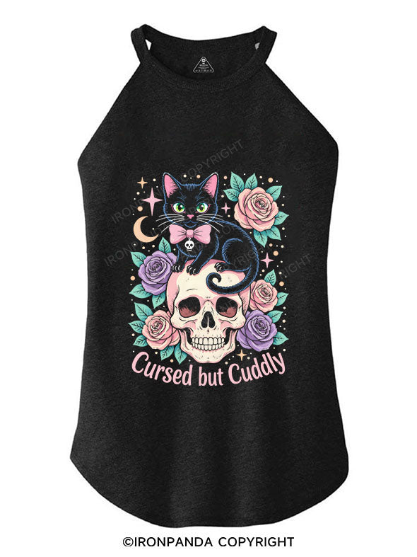 CURSED BUT CUDDLY TRI ROCKER COTTON TANK
