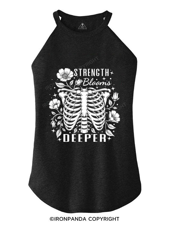 STRENGTH BLOOMS DEEPER TRI ROCKER COTTON TANK