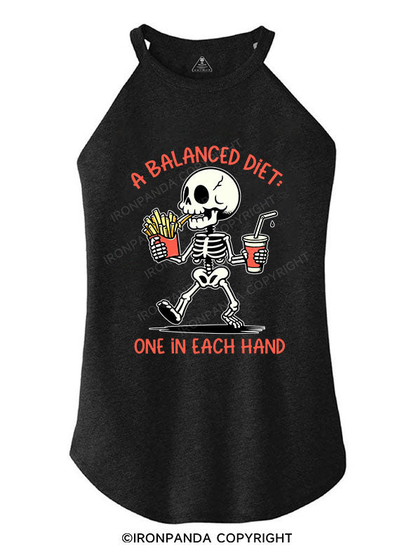 A BALANCED DIET ONE IN EACH HAND TRI ROCKER COTTON TANK