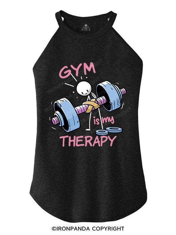 GYM IS MY THERAPY TRI ROCKER COTTON TANK