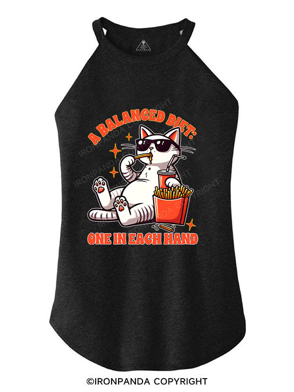 A BALANCED DIET ONE IN EACH HAND TRI ROCKER COTTON TANK