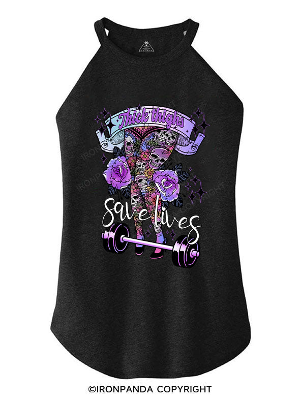 THICK THIGHS SAVE LIVES TRI ROCKER COTTON TANK