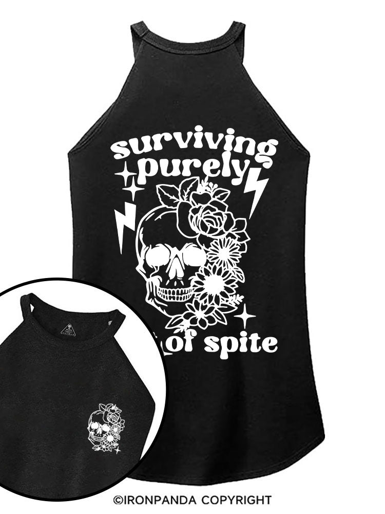 SURVIVING PURELY OUT OF SPITE printed ROCKER COTTON TANK