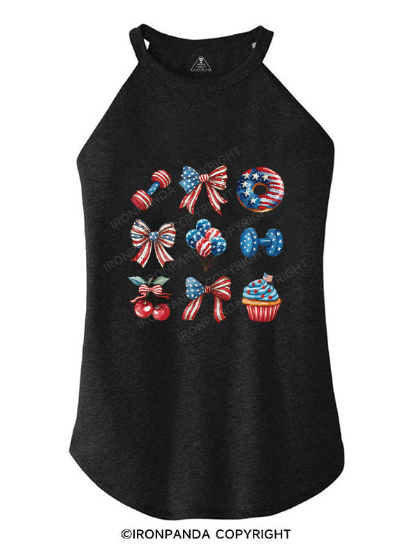 LIFT, CELEBRATE, REPEAT TRI ROCKER COTTON TANK