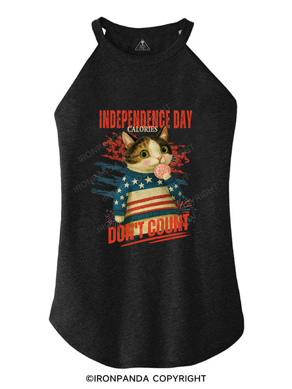 INDEPENDENCE DAY CALORIES DON'T COUNT TRI ROCKER COTTON TANK