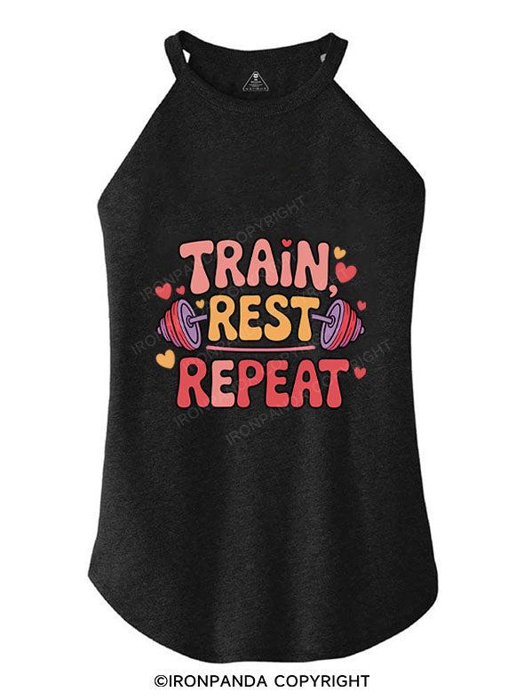 TRAIN, REST, REPEAT TRI ROCKER COTTON TANK