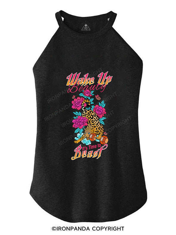 WAKE UP BEAUTY IT'S TIME TO BEAST TRI ROCKER COTTON TANK