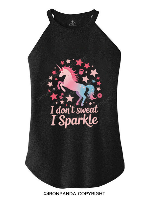 I DON'T SWEAT I SPARKLE TRI ROCKER COTTON TANK