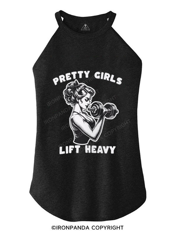 PRETTY GIRLS LIFT HEAVY TRI ROCKER COTTON TANK