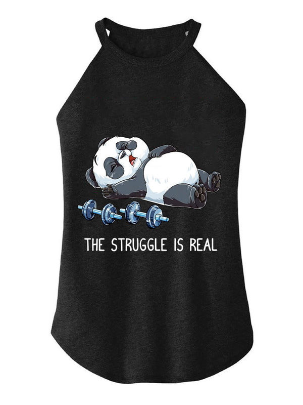 Panda The Struggle Is Real TRI ROCKER COTTON TANK