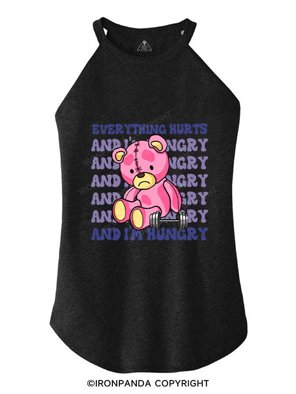 EVERYTHING HURTS AND I'M HUNGRY TRI ROCKER COTTON TANK