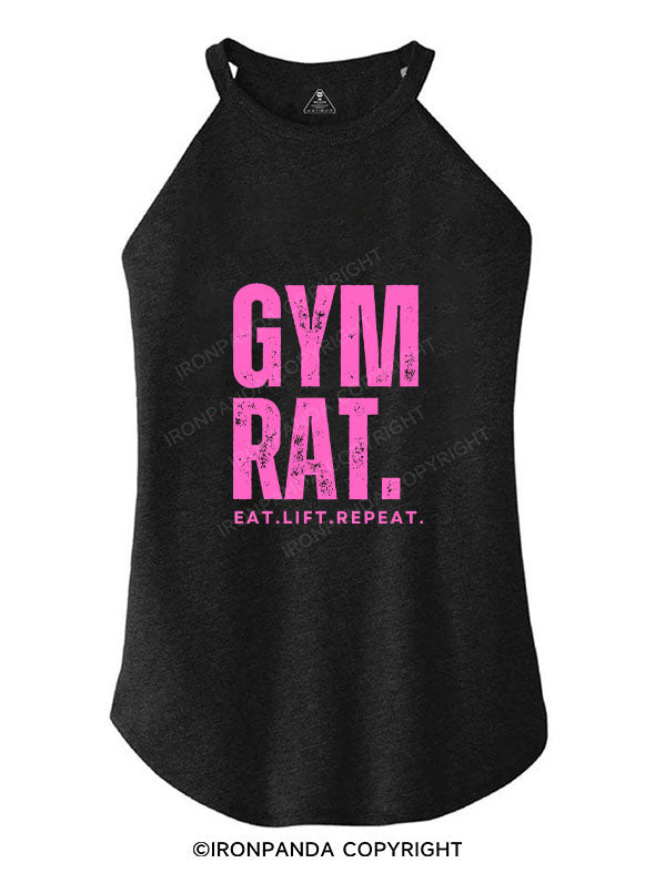 GYM RAT EAT LIFT REPEAT TRI ROCKER COTTON TANK