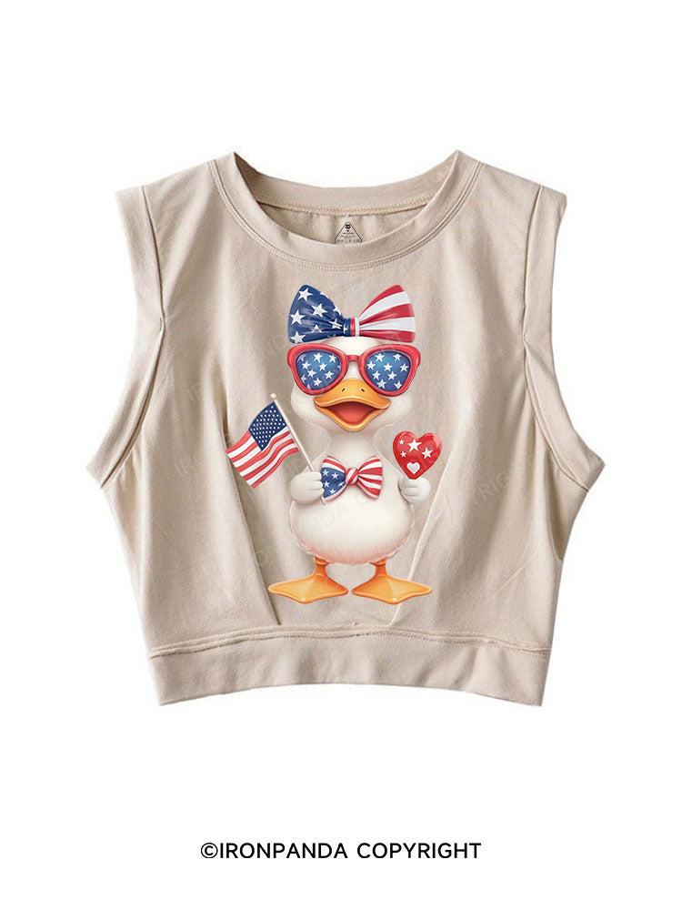 RED, WHITE, AND QUACK! SLEEVELESS CROP TOPS