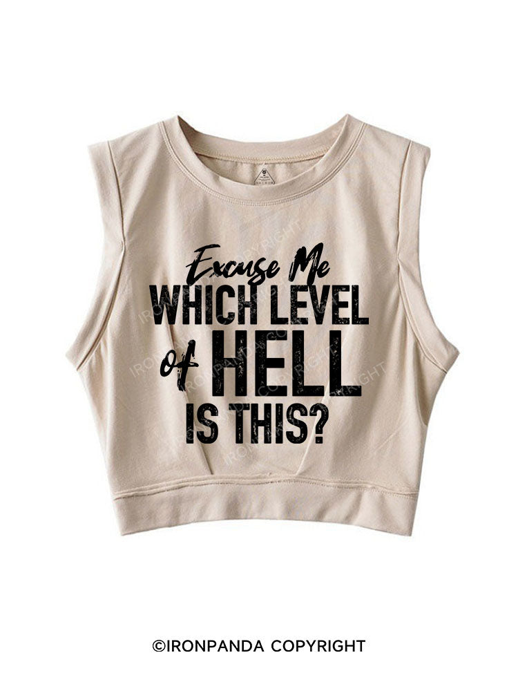 EXCUSE ME WHICH LEVEL OF HELL IS THIS SLEEVELESS CROP TOPS