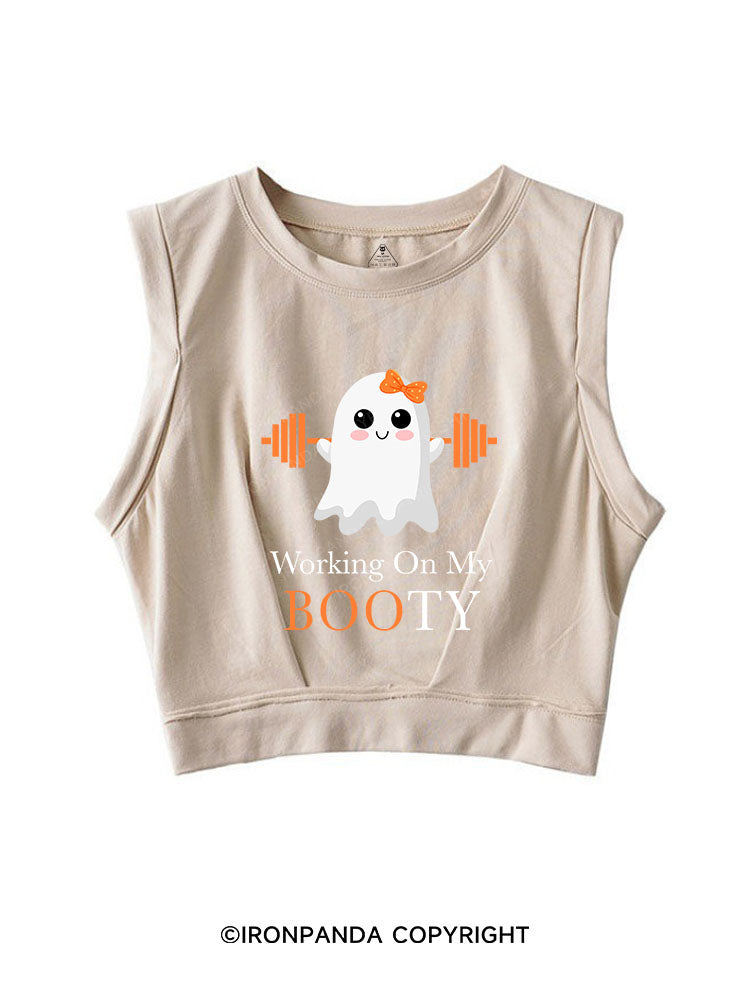 WORKING ON MY BOOTY SLEEVELESS CROP TOPS