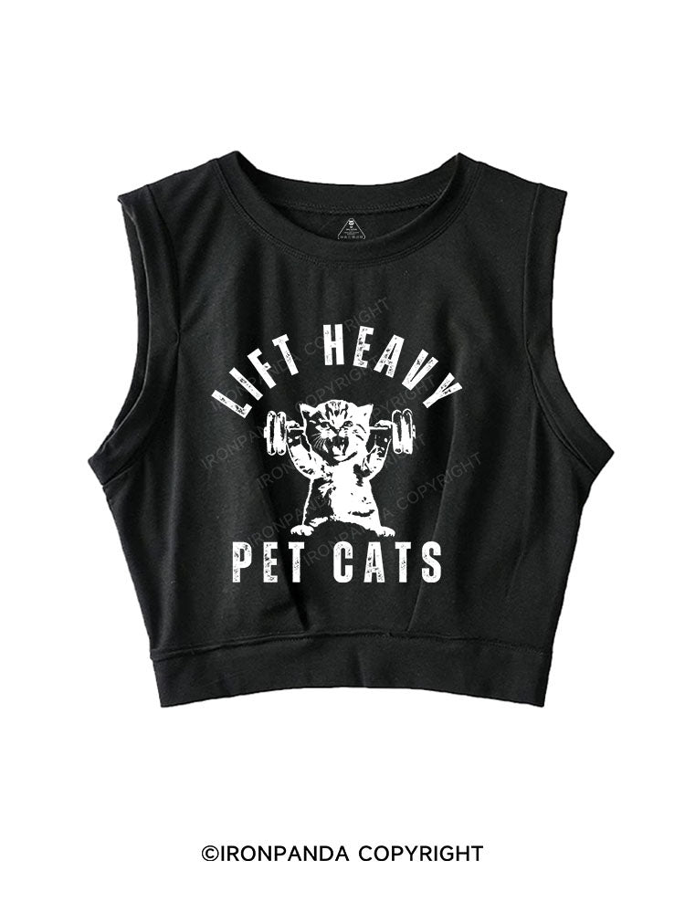LIFT HEAVY PET CATS SLEEVELESS CROP TOPS