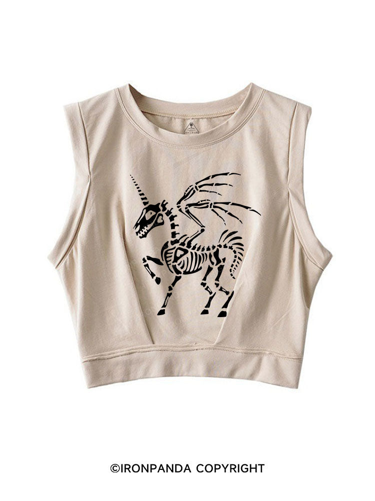 FLYING UNICORN SKELETON SLEEVELESS CROP TOPS