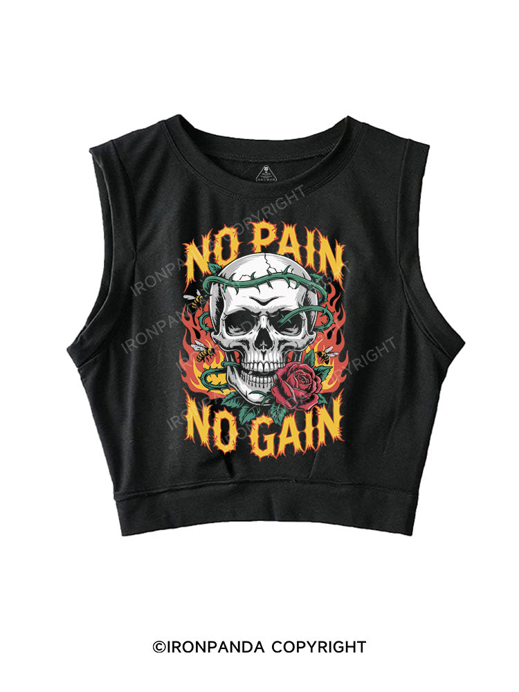 NO PAIN NO GAIN SLEEVELESS CROP TOPS