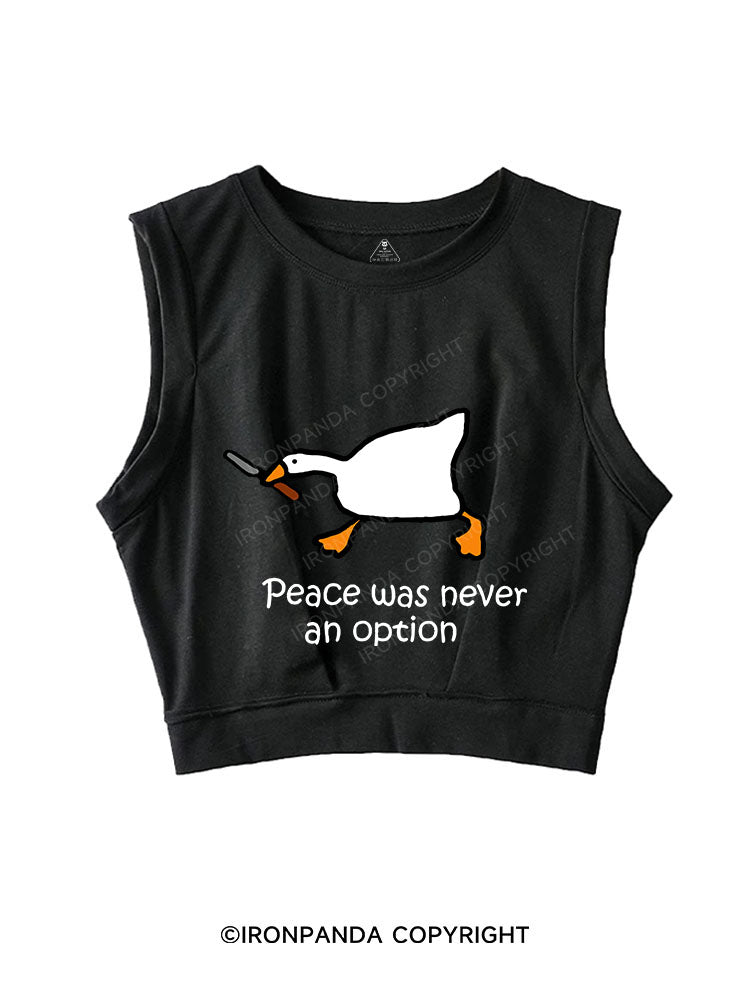 PEACE WAS NEVER AN OPTION SLEEVELESS CROP TOPS