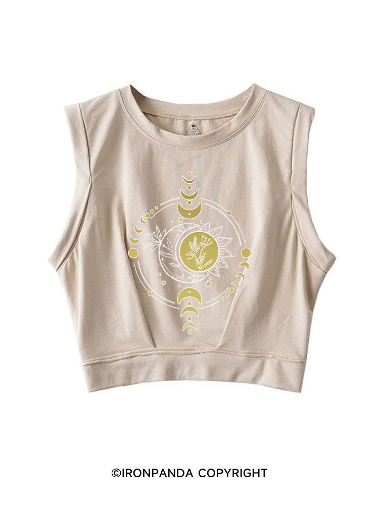 MOON & SUN SLEEVELESS CROP TOPS