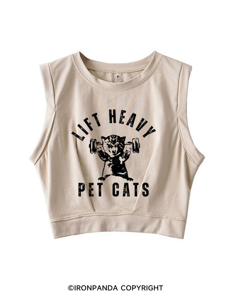 LIFT HEAVY PET CATS SLEEVELESS CROP TOPS