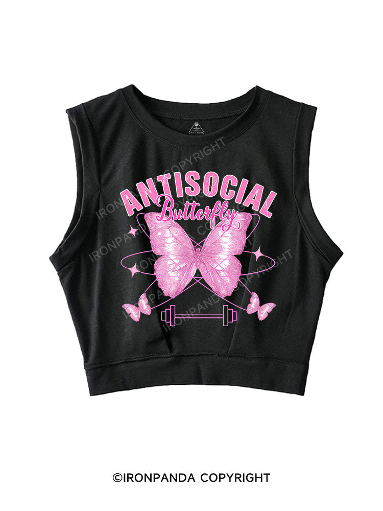 ANTI-SOCIAL BUTTERFLY SLEEVELESS CROP TOPS