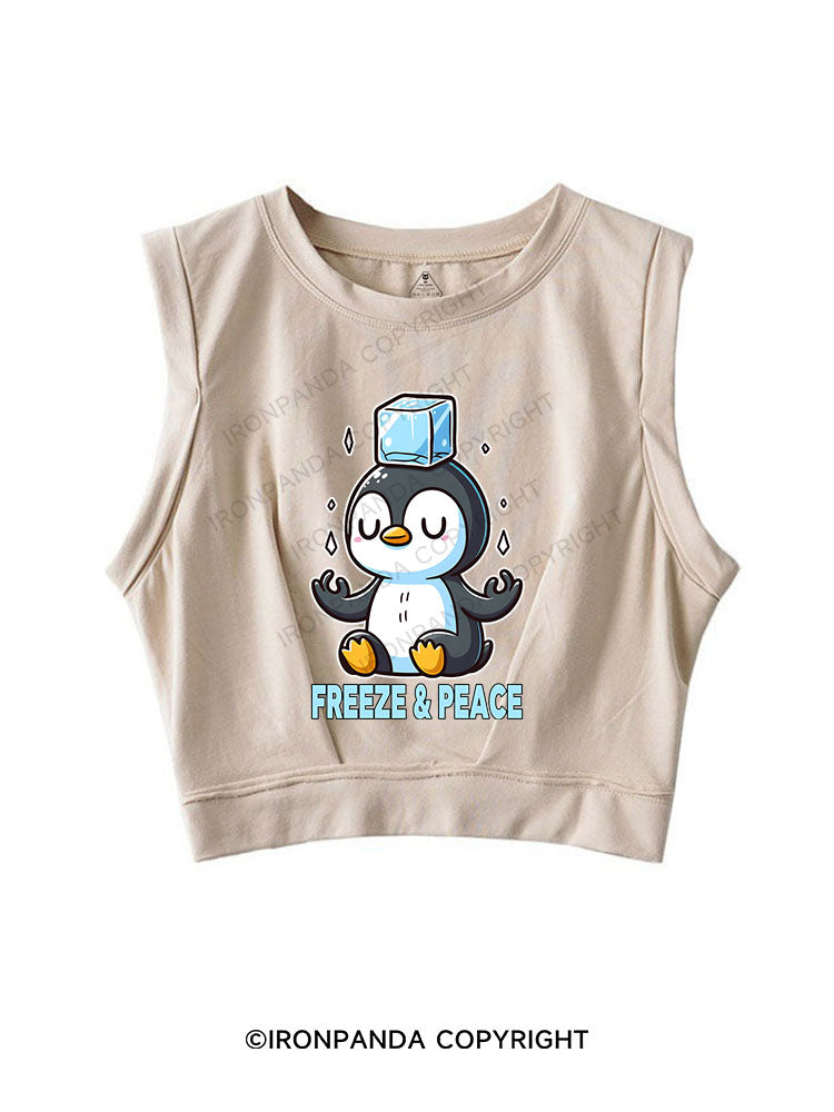 FREEZE & PEACE SLEEVELESS CROP TOPS