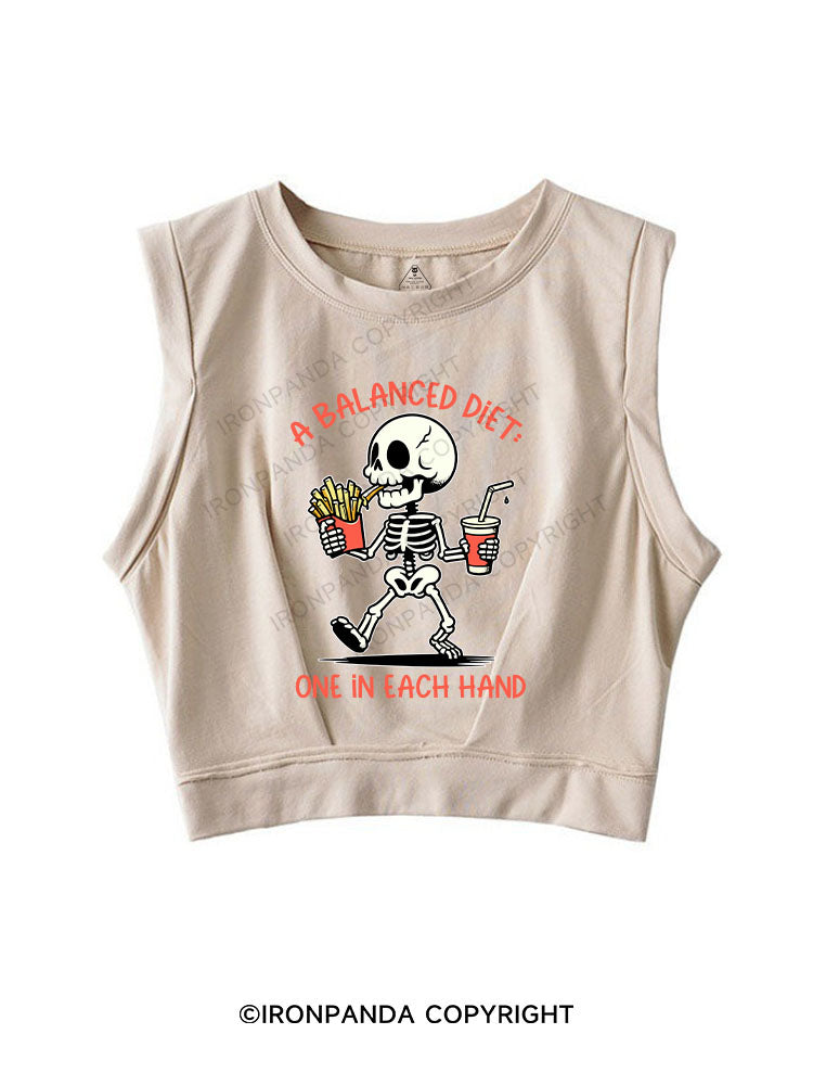 A BALANCED DIET ONE IN EACH HAND SLEEVELESS CROP TOPS