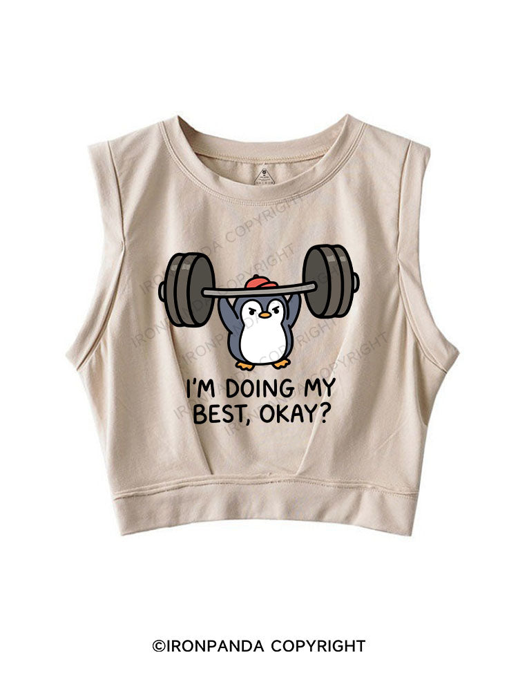 I’M DOING MY BEST, OKAY？ SLEEVELESS CROP TOPS