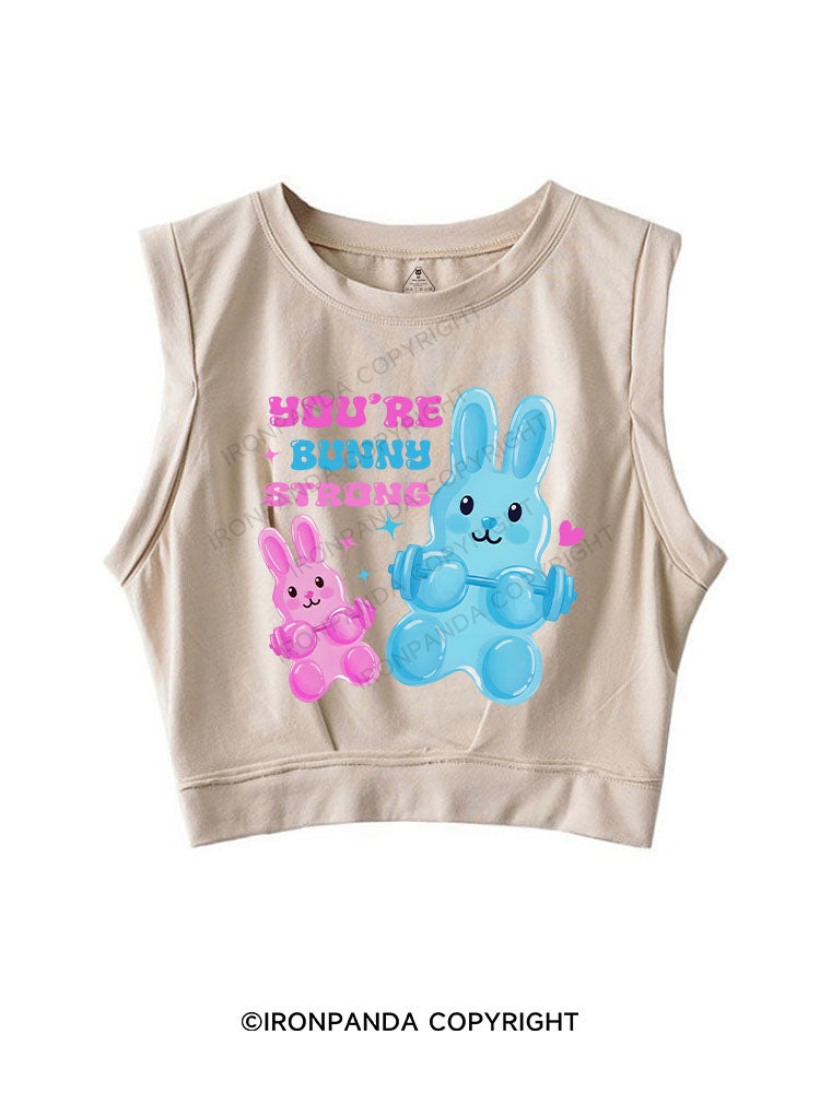 YOU’RE BUNNY STRONG! SLEEVELESS CROP TOPS