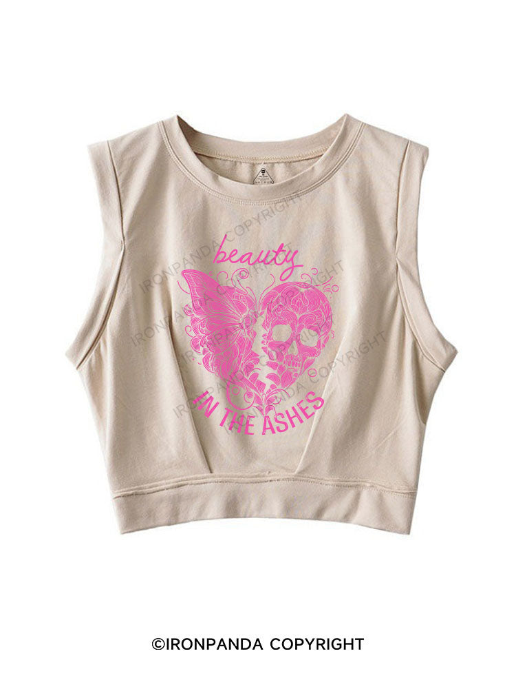 BEAUTY IN THE ASHES SLEEVELESS CROP TOPS
