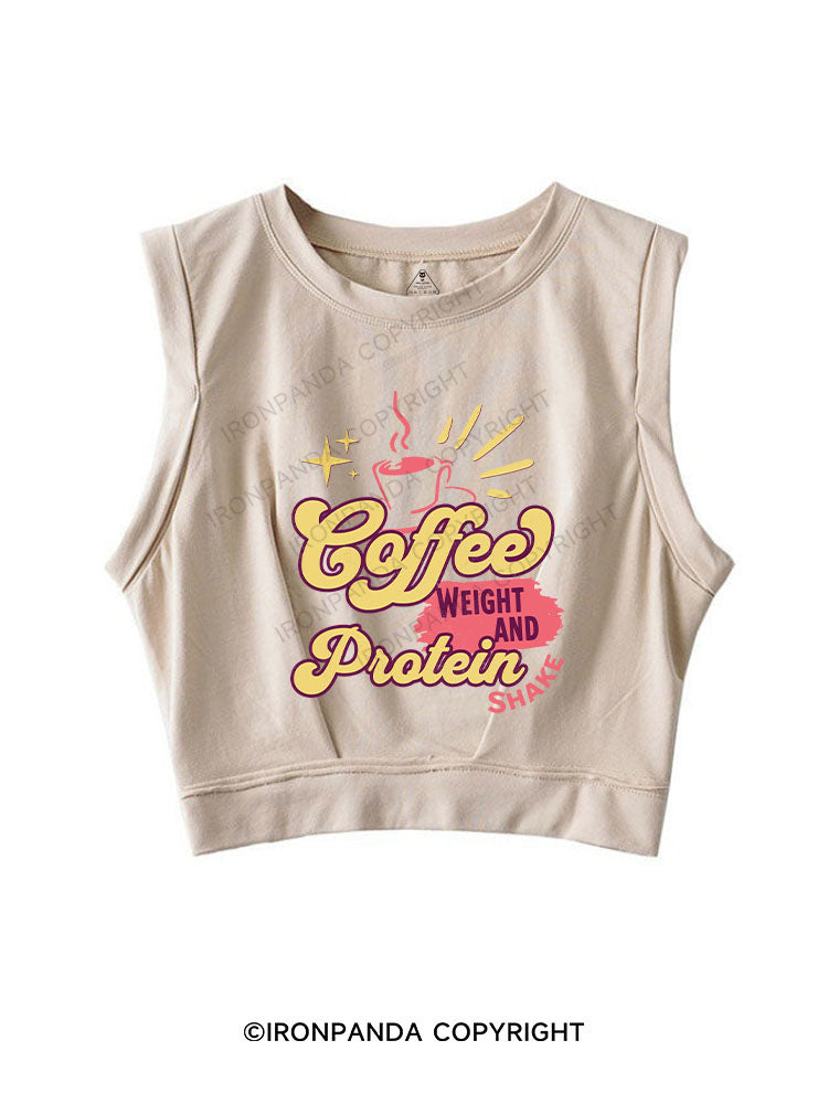 COFFEE WEIGHT AND PROTEIN SHAKE SLEEVELESS CROP TOPS