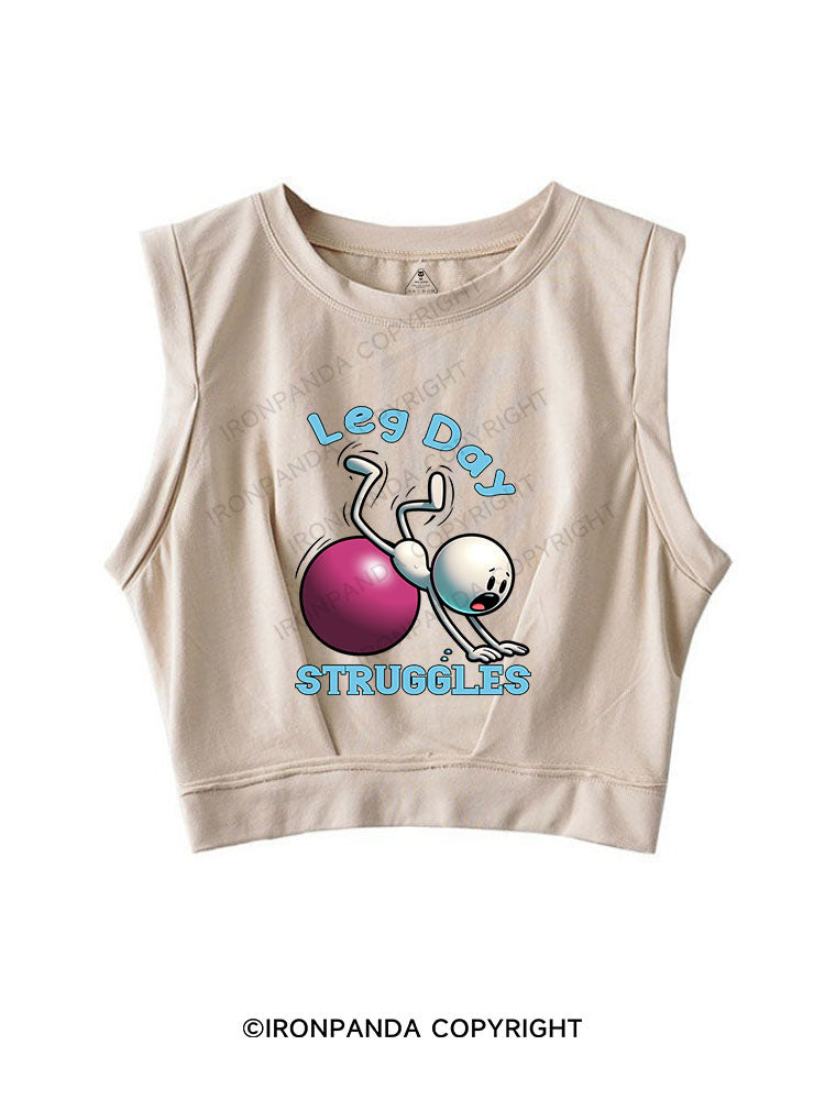 LEG DAY STRUGGLES SLEEVELESS CROP TOPS
