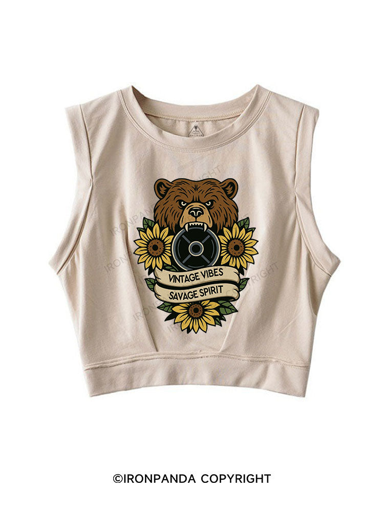VINTAGE VIBES SAVAGE SPIRIT SLEEVELESS CROP TOPS