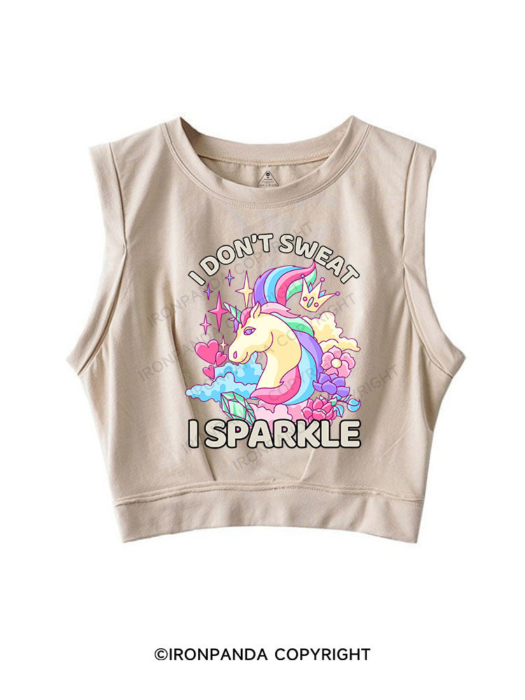I DON'T SWEAT I SPARKLE SLEEVELESS CROP TOPS